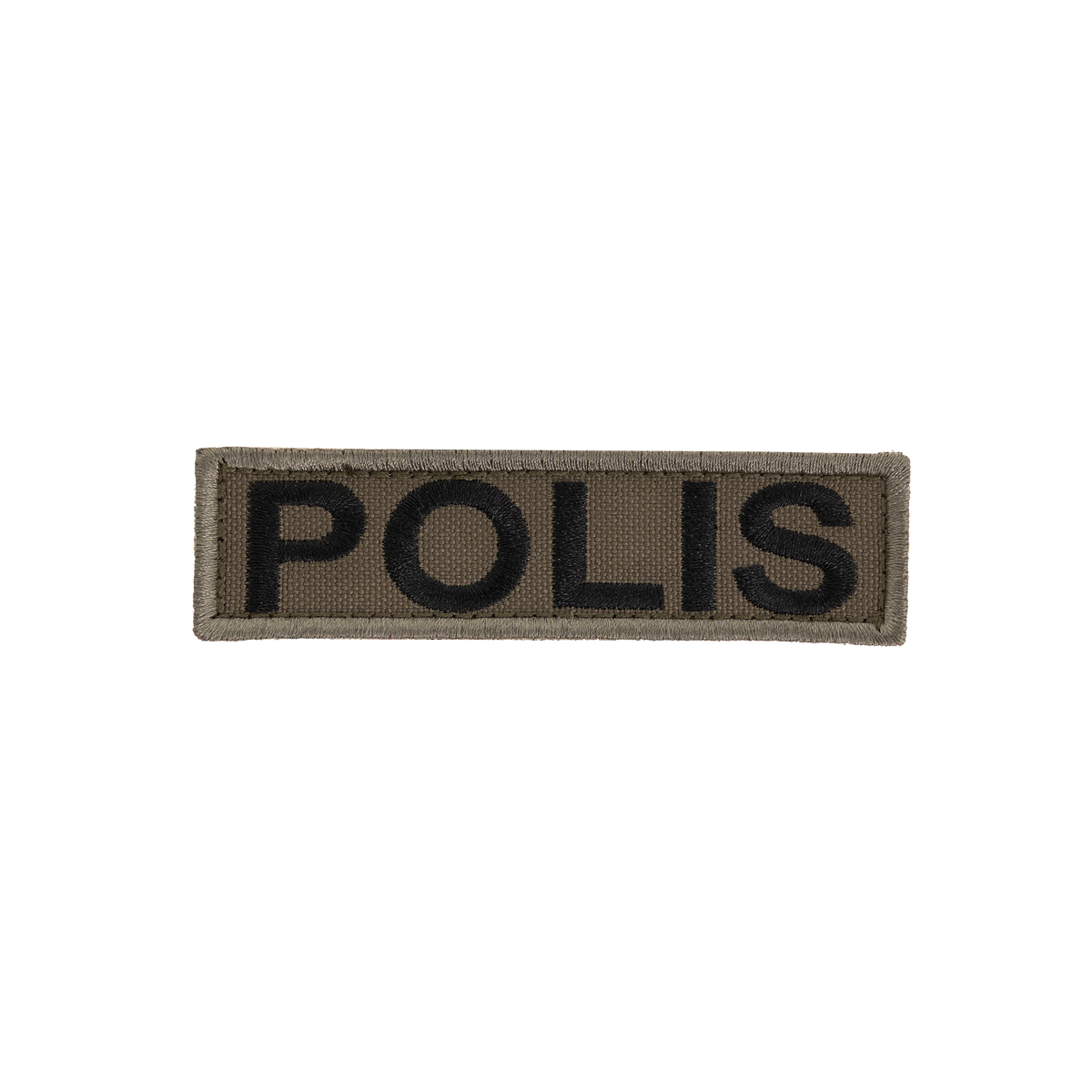 Snigel POLIS-märke (Small) 95 × 25 mm – Kardborremärke (Grå/Svart)