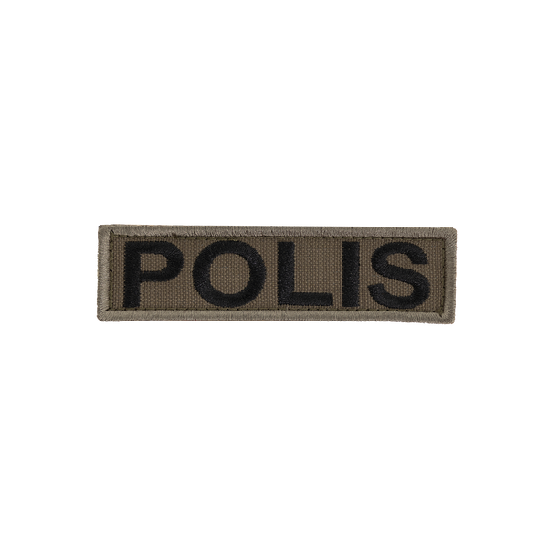 Snigel POLIS-märke (Small) 95 × 25 mm – Kardborremärke (Grå/Svart)