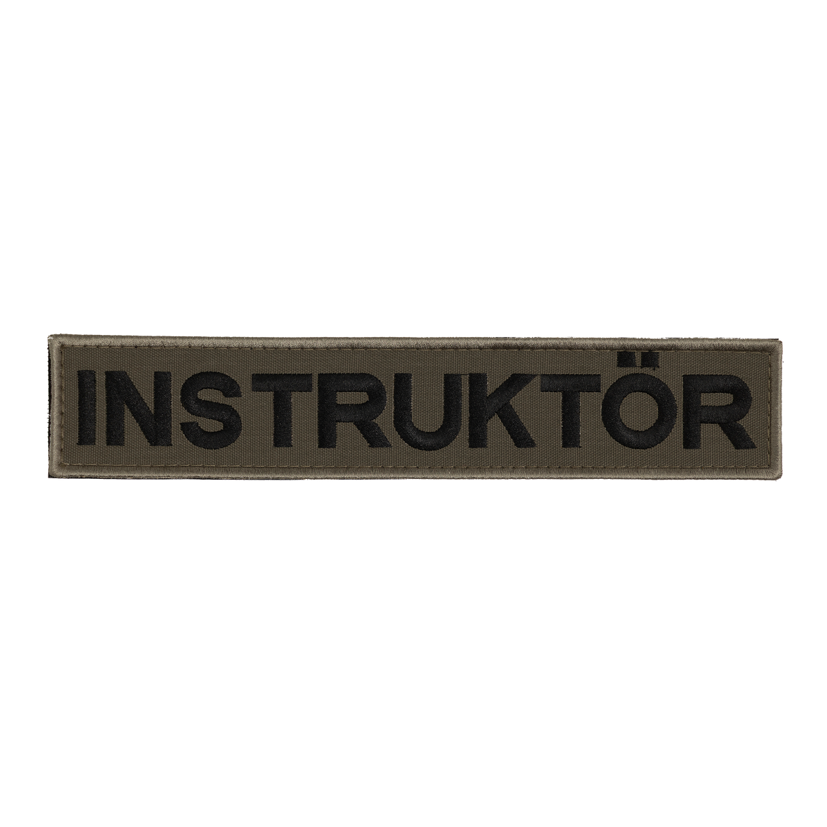 Snigel INSTRUKTÖR-märke (Stort) 260 × 50 mm – Kardborremärke (Grå/Svart)
