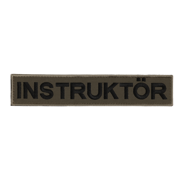 Snigel INSTRUKTÖR-märke (Stort) 260 × 50 mm – Kardborremärke (Grå/Svart)