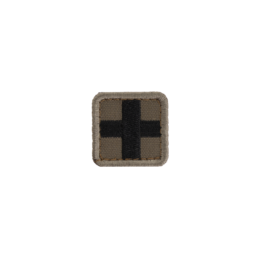 Snigel Sjukvårdsmärke (Kors) 25 × 25 mm – Kardborremärke (Grå/Svart)