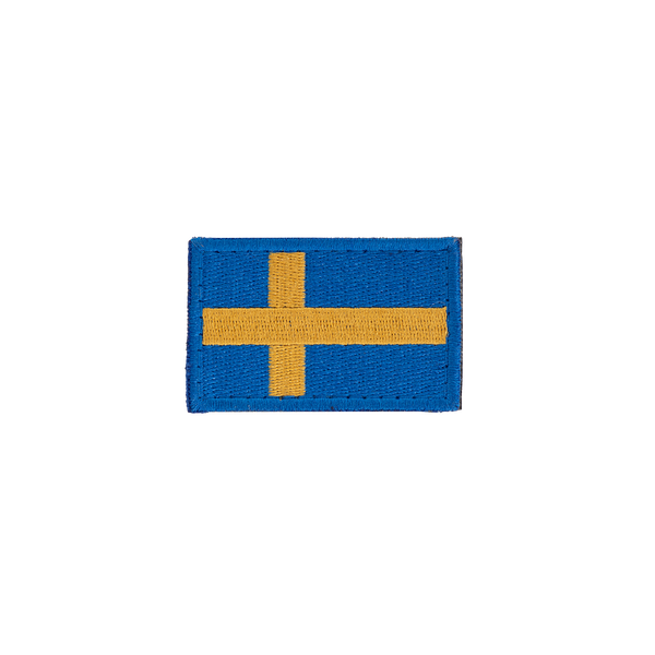 Snigel Svenskt Flaggmärke 40 × 27 mm – Kardborremärke (Blå/Gul)